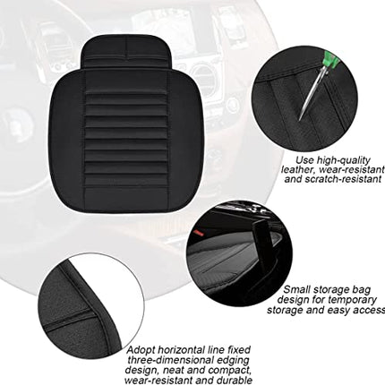 Coprisedile Auto Universale in Pelle per, Cuscino Sedile Auto Anteriore, Cuscinetti per Sedile Auto, Antiscivolo, Morbido, Copri Seduta Sedile Auto in Pelle Traspiranti in Carbone di Bambù (Nero)