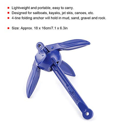 Ancora a Ombrello, Pieghevole Grapnel, Mini Ancora a Ombrello, Accessori per Ancoraggio per Barca Pieghevole in Lega di Alluminio a 4 Denti per Accessori per la Pesca in Canoa Kayak per Barca a Vela