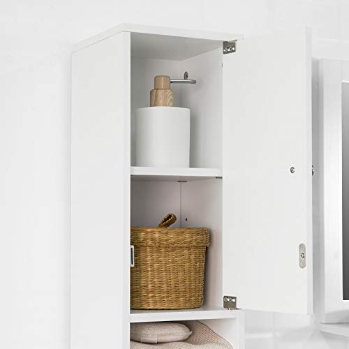 SoBuy Armadio Colonna bagno, Mobile bagno alto con 2 Ante e 1 cassetto altezza: 180 cm BZR34-W IT