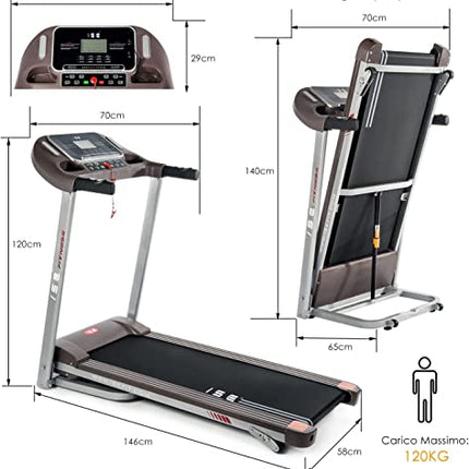 ISE Silenzioso Tapis Roulant Pieghevole Elettrico, Motore 1,5HP con Velocità Regolabile Fino 14Km/H, con 12 Programmi di Preimpostati e Schermo LCD USB, Allenamento Cardio,Tapirulan Elettrico SY-T2708