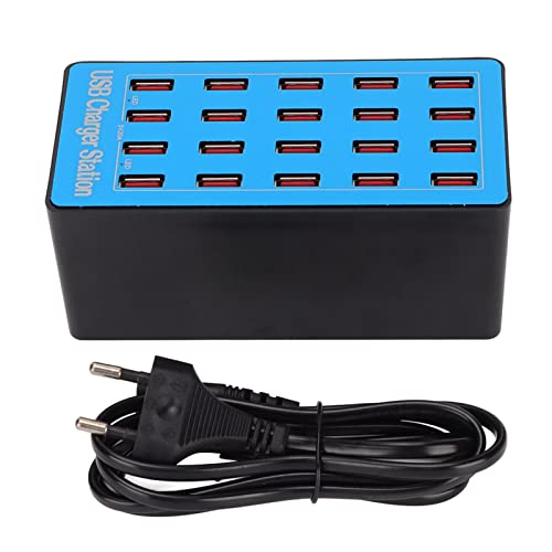 Stazione di Ricarica USB, Caricatore Rapido 100 W 5 V 20 A Ricarica Rapida 20 Porte Hub USB Stazione di Ricarica con Ventola di Raffreddamento da 50 Gradi per Telefoni, Tablet e Altri Elettronica