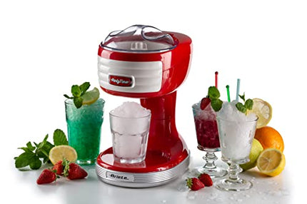 Ariete Ice Crusher Party Time 76, Macchina per Ghiaccio e Granite, 30W, Tritaghiaccio con Cestello Removibile, Coperchio Trasparente, Set di Lame in Acciaio Inox, 30W, Rosso