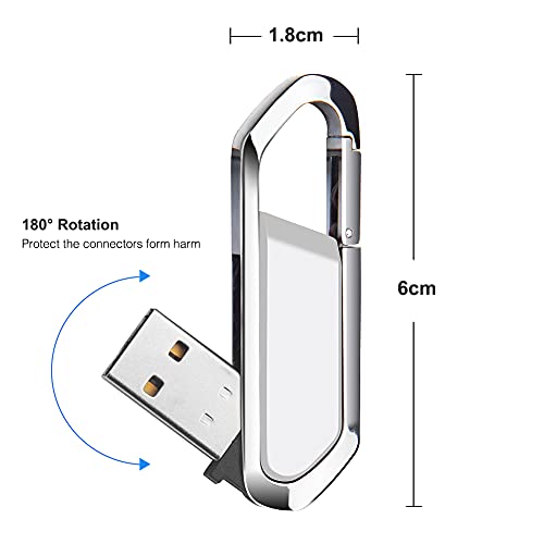 Chiavetta USB 64GB Pendrive Portatile a Forma di Portachiavi, USB 2.0 Unità Flash per Archiviazione Dati Esterna, bianca