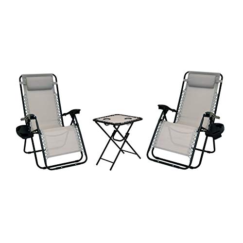 XONE Set Paradise Lounge con tavolino + PORTABEVANDE/Cellulare/Telecomando - Portata Massima 120 kg - Textilene 2x1