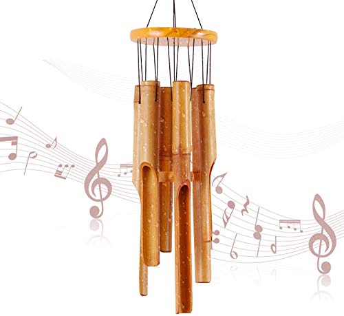 Rdutuok Carillon a vento in bambù, regalo commemorativo, in legno, per interni ed esterni, 81 cm, per giardino, cortile, patio e decorazioni per la casa