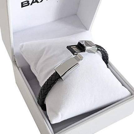 Bracciale USB | cavo di ricarica in pelle intrecciata | braccialetto di ricarica USB trasmissione dati disponibile con tre tipi di connettori | Idea Regalo Tecnologico (18,3cm I Phone)