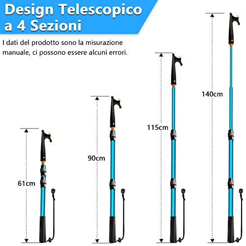 KOMCLUB Gancio per Barca Telescopico, Asta Telescopica per Attracco, Asta di Spinta Galleggiante, Resistente alla Ruggine con Ganci per Barca con Perline Luminose Accessori Antiscivolo per L'attracco