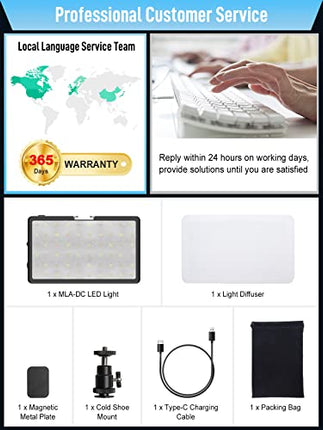 Luce Video, MOMAN ML8 Faretto Fotografia con Diffusore, Dimmerabile 2500K-9000K, Pannello LED Reflex con Funzione di Caricatore Portatile, TLCI/CRI 98+, Batteria 5000mAh, 190g, Cavo di Tipo-C Incluso