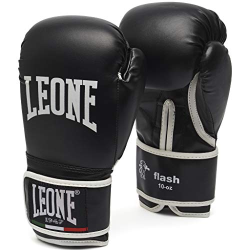 LEONE 1947, Flash Guantoni da Boxe, Unisex – Adulto, Nero, 10 OZ, GN083