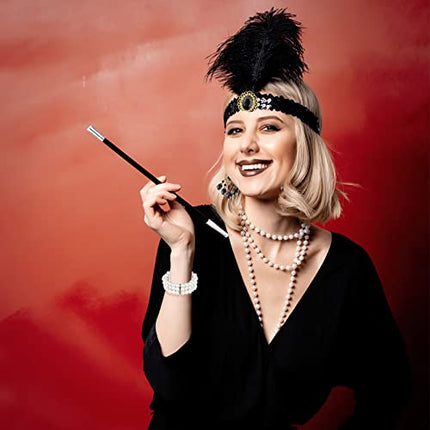 6 Pezzi Set di Accessori Anni '20, Accessori Anni 20 Donna, Gatsby Stile Kit, Great Gatsby Accessori Set Accessori Gatsby Costume Set Charleston Accessori per la Festa Degli Anni '20, Halloween Ballo