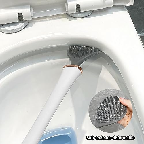 Lets Joy Scopino per WC in Silicone, Brush Spazzola in Silicone per WC, Spazzolone Bagno WC, Scopettino Bagno con Base per Asciugatura Rapida, Apertura e Chiusura Automatica, Scopino WC Silicone