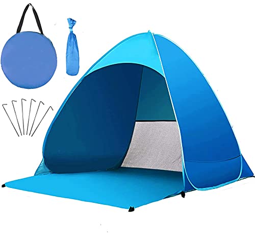 Miconi Tenda da Spiaggia Mare Pop Up Portatile con Protezione Solare UPF 50+ per 1-3 Persone, Leggera e Facile da trasportare, per Vacanza, Campeggio Viaggi Giardino(165*150*110) cm