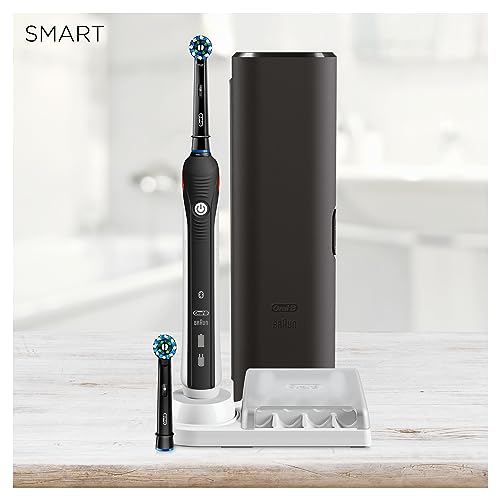 Oral-B Spazzolino Elettrico Ricaricabile Smart 4 4500 CrossAction, Nero, 3 Modalità Di Spazzolamento, 2 Testine, Custodia Da Viaggio Premium + Dentifricio Oral-B Sensibilità E Gengive Calm Classico