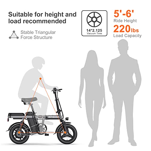 ENGWE Bicicletta elettrica Mini Adulti e Adolescenti - Ebike da città 14" con pneumatico grasso, motore da 250W, batteria da 48V 10Ah, design pieghevole leggero, assorbimento degli urti, fino a 25KM/H