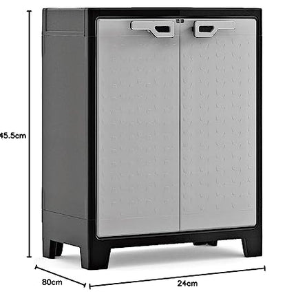 Keter Armadio Basso Titan, 2 Ripiani Regolabili, Grigio, 80x44x100 H Cm