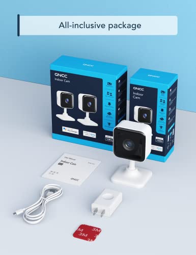 GNCC C2 Telecamera WiFi Interno, 1080P Videocamera Sorveglianza Interno WiFi per Bambini, Visione Notturna, Audio Bidirezionale, Notifiche in Tempo Reale del Sensore di Movimento, Compatibile Alexa