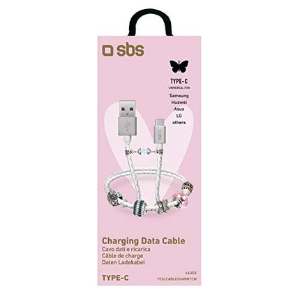 SBS Cavo USB tipo bracciale, cavo di ricarica da 39 cm con connettore USB 2.0 e USB C, ideale per MacBook, MacBook Pro, Notebook