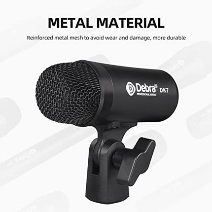 D Debra DK7 Pro - Set di 7 microfoni cablati, per batteristi, con microfono, clip per microfono con opzioni per Kick Drum, Snare, Rack/Floor Toms, Congas e Cymbals