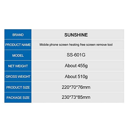 SUNSHINE - Separatore universale per schermo LCD per telefono cellulare, strumento di separazione dello schermo senza calore, strumento di riparazione accessori per la separazione dello schermo