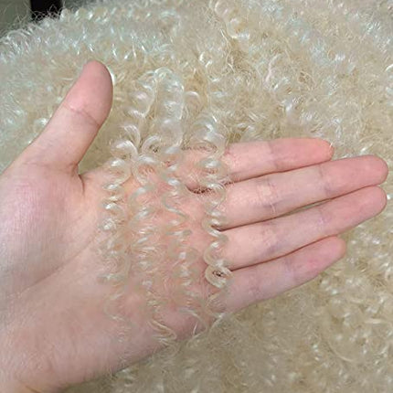 ANNIVIA Parrucca afro ricana con pony per donne nere da 14 pollici, capelli sintetici, resistenti al calore, parrucca piena (bianco)