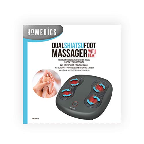 HoMedics Dual Shiatsu Massaggiatore Piedi, Massaggiatore Elettrico Plantare Shiatsu con 12 Testine Rotanti, Rilassa i Muscoli, Opzione Calore, Nero