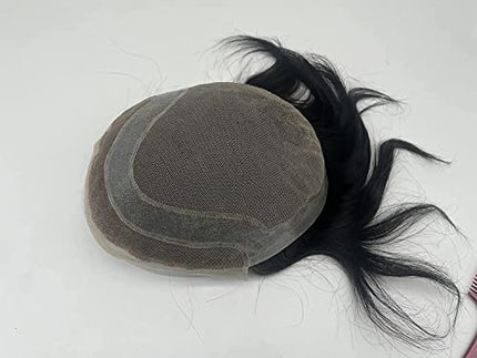 Parrucchino da uomo PU Front Pizzo Toupee Pezzi dei Capelli Umani europei per gli protesi capelli uomo 8×10 pollici sottile 0.06 cm Uomo Parrucca Sistema parrucchino Sostituzione in Marrone scuro…