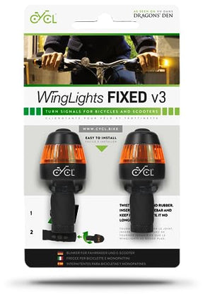 Winglights Fixed V3 Frecce per Bicicletta e Monopattino Elettrico | Freccia per E Scooter Indicatori di Direzione | Monopattino Adattore Venduto Separatamente | Impermeabile Facile a Installare