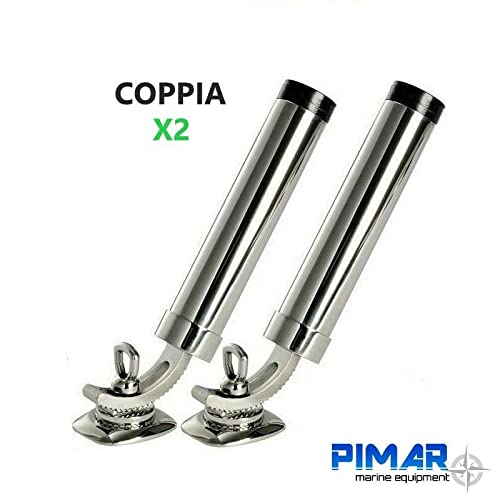 NAUTICA PIMAR Coppia di portacanne orientabili Inox aisi 316 Viti a Scomparsa Barca Nautica Pesca