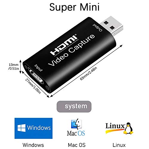 scheda acquisizione video scheda video hdmi usb，Video Game Capture Card HD 1080P per OBS Registrazione da HDMI, Tramite videocamera DSLR, per giochi, streaming, videoconferenza (XX-Large)