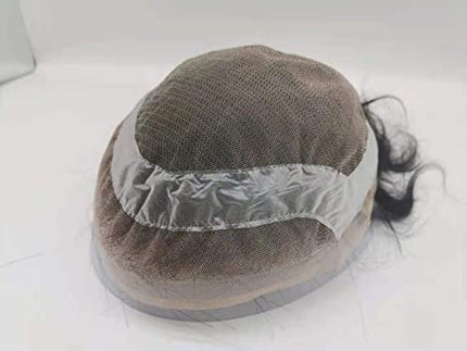 Parrucchino da uomo PU Front Pizzo Toupee Pezzi dei Capelli Umani europei per gli protesi capelli uomo 8×10 pollici sottile 0.06 cm Uomo Parrucca Sistema parrucchino Sostituzione in oro