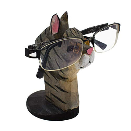 VIPbuy Porta Occhiali in Legno a Forma di Animale Supporto per Occhiali da Sole per casa Ufficio Uomo Donna Bambini Regalo (Gatto)