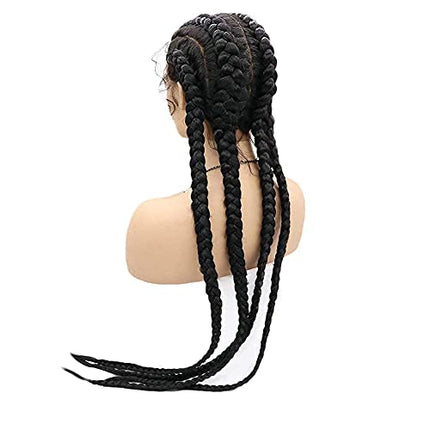 76,2 cm nero pizzo anteriore trecce parrucca con capelli bambino 4 intrecciato sintetico resistente al calore capelli per donne nere mano Twist frontale parrucca