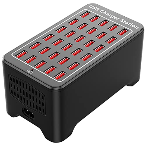 COYOUCO Caricabatterie A 30 Porte, Stazione di Ricarica USB da 150 W/30 A, Caricabatterie Rapido USB per Desktop da Casa, Riconoscimento Intelligente della Ricarica, Adatto per Viaggi Famiglia