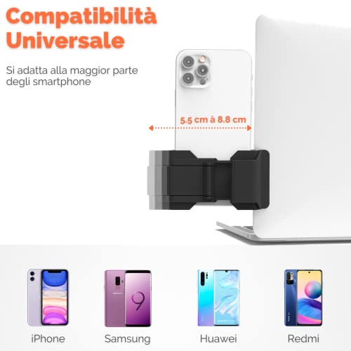 Phoneside Supporto per Telefono Portatile per Computer, Estensione Regolabile Universale, Samsung S22/S23, iPhone 14 Pro/Max, 13 Pro/Mini.