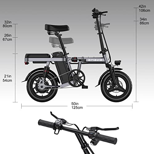 ENGWE Bicicletta elettrica Mini Adulti e Adolescenti - Ebike da città 14" con pneumatico grasso, motore da 250W, batteria da 48V 10Ah, design pieghevole leggero, assorbimento degli urti, fino a 25KM/H