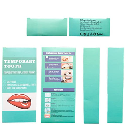 Kit di Restauro Dentale Temporaneo, Colla per Denti Adesivi per Restauri Otturazioni Dentali Provvisori, Set di 4 Strumenti per la Pulizia del Tartaro