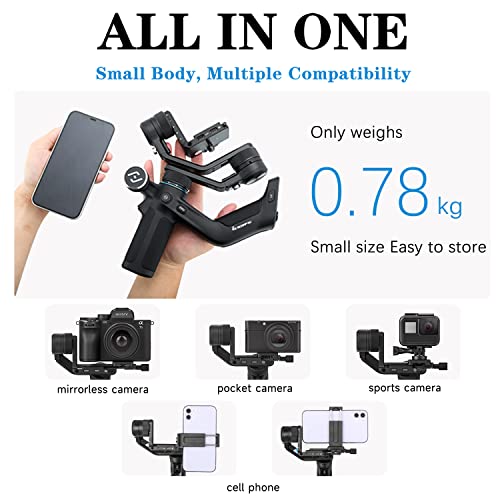 FeiyuTech SCORP Mini [ufficiale] stabilizzatore 4 in 1, Gimbal stabilizzatore 3 assi per smartphone, Gopro, action camera e fotocamera mirrorless, touch screen, 13 ore di durata della batteria