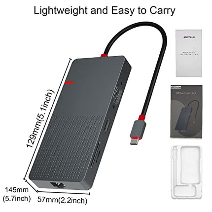 Hub USB C,11 IN 1 Adattatore USB Ethernet,Multiporta Docking Station,With HDMI 4K,(2USB 3.0/2USB 2.0) VGA,PD 100W, SD/TF,USB Hub Per Macbook Air/Pro iPad Dell Hp Lenovo