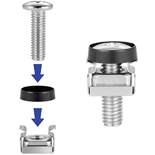 Poppstar M6 x 20mm viti rack & dadi in gabbia per armadi di rete (50 pezzi) Accessori rack 10 e 19 pollici con rondelle
