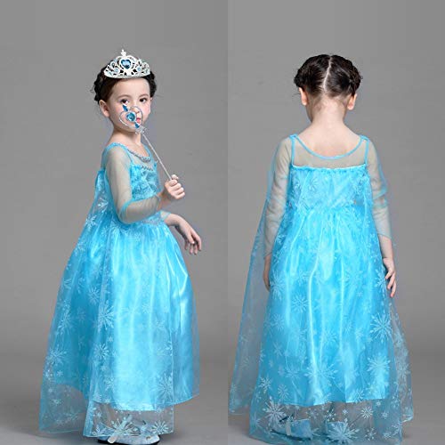 Vicloon Nuovi Costumi da Principessa Set Dono da Tiara, Guanti, Bacchetta Magica, Anello, orecchino, Collana da 3 a 9 Anni (9pcs)