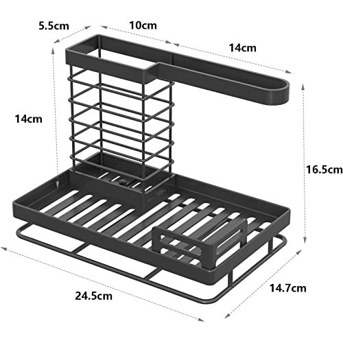 Porta Spugne Lavello Cucina, Organizer Lavello Cucina Porta Detersivi, Multifunzionale per Lavello da Cucina, Cucina Accessori uUtili x la Casa con Porta Utensili e Vassoio di Raccolta