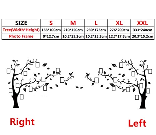 3D Albero Adesivi Fai da te Albero Adesivo da Parete Cornici per Foto Sticker Decorazioni Albero Della Vita da Parete per Soggiorno Camera da Letto Adesivo Muro(Adesivo Nero Destra,L: 175 * 230CM)