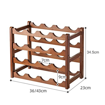 Tinyuet Portabottiglie di Vino, Scaffale in Bambù per Fino a 16 Bottiglie, Portabottiglie Autoportante per Vino, Cantinetta con 4 Piani, Dimensioni: 43x23x34.5cm