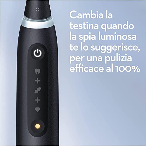 Oral-B Spazzolino Elettrico Ricaricabile iO 5N, Sensore di Pressione, Intelligenza Artificiale, 5 Modalità di Spazzolamento, 1 Testina, 1 Spazzolino, 1 Custodia da Viaggio, Nero, Idea Regalo