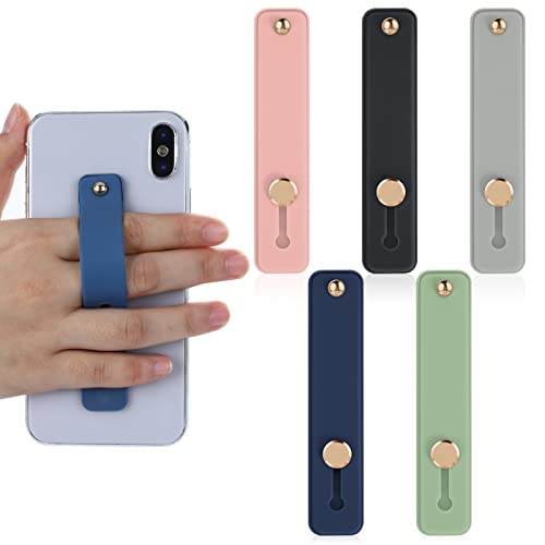 Molain Portacellulare da dito, Supporto per presa del telefono da 5 pezzi Impugnatura per cellulare da dito Cinturino da dito per telefono in silicone Portacellulare telescopico(5 colori)