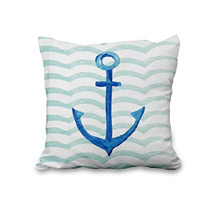 Aoihrraan 51x51cm Confezione da 4 Bianco Oceano Tema Copricuscini Divano Ancora Granchio Conchiglia Conchiglie Federe Per Cuscini Decorazione Lino Camera Da Letto Soggiorno Interno All'Aperto Divano