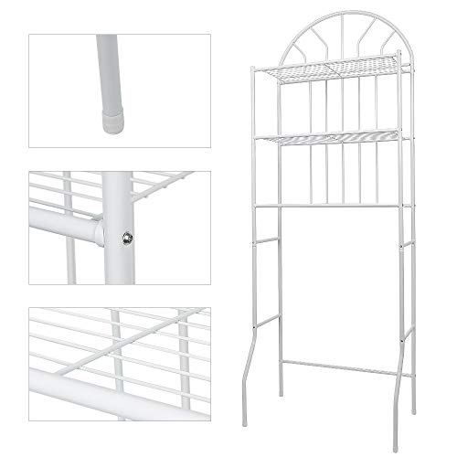 RELOVE Scaffale Multifunzione per Bagno Rack Mensole Salvaspazio, Organizer per Bagno, WC, Bidet e Lavanderia, 3 Ripiani Portaoggetti in Ferro, Portasciugamani (65 * 34 * 177cm (bianco))