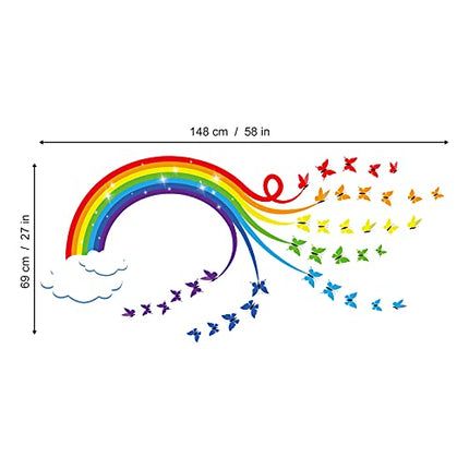 decalmile Adesivi Murali Arcobaleno Adesivi da Parete Farfalle Nube Decorazione Murale Asilo Nido Camera da Letto Cameretta Bambini
