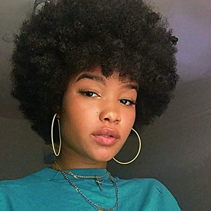 Xtrend Parrucche corte afro crespi ricci ricci neri soffici afro ricci parrucche sintetiche resistenti al calore parrucche morbide ricci ricci parrucche per donne nere 1B #