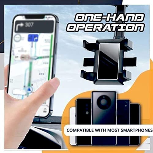 DianHao 2022 - Supporto per telefono per specchietto retrovisore auto, girevole a 360°, retrattile, per auto, supporto per telefono cellulare, adatto a mani libere per iPhone e smartphone Android